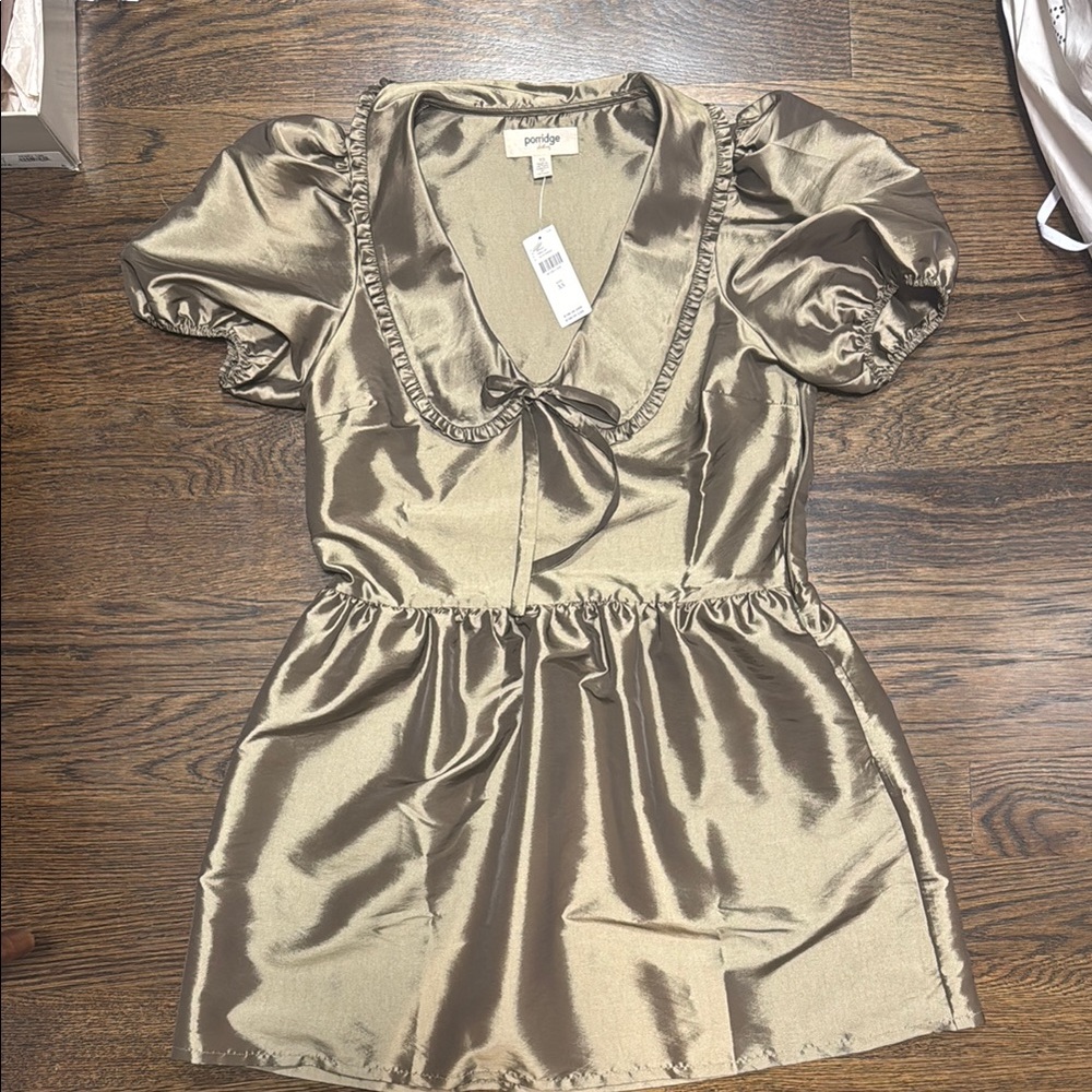 Anthropologie Gold Mini Dress